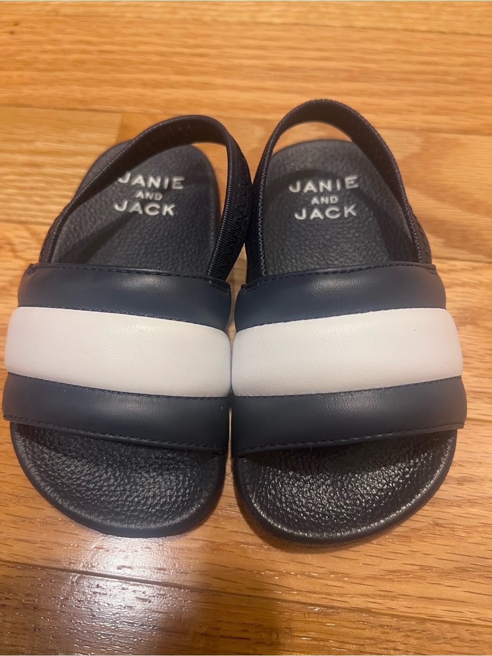 Janie and Jack Navy and White Striped Slide Sandals
